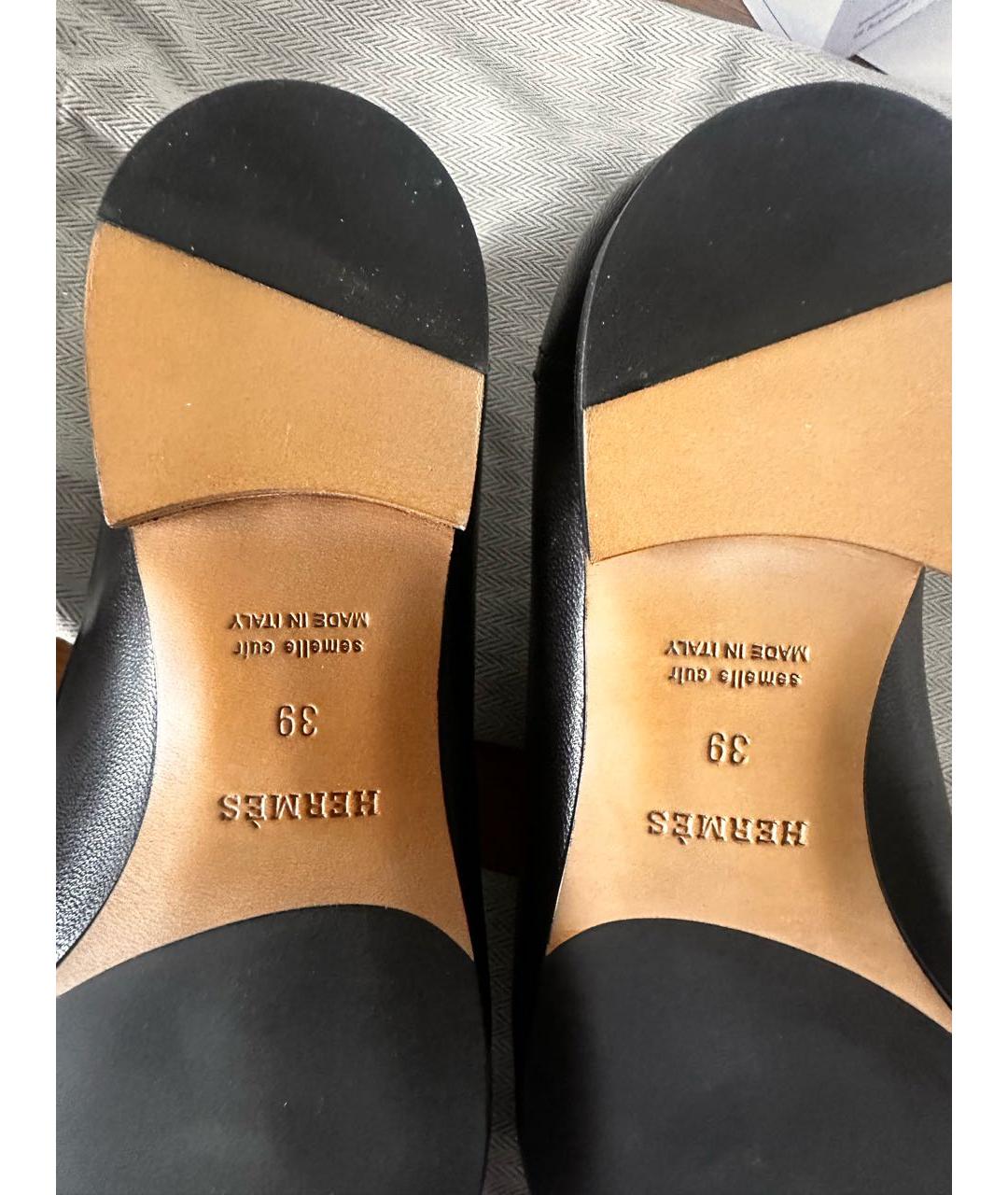 HERMES Черные кожаные лоферы, фото 7