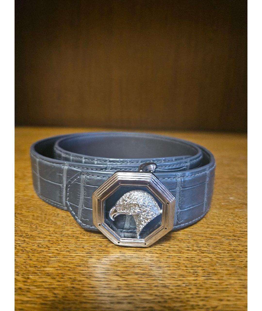 STEFANO RICCI Антрацитовый ремень из экзотической кожи, фото 5