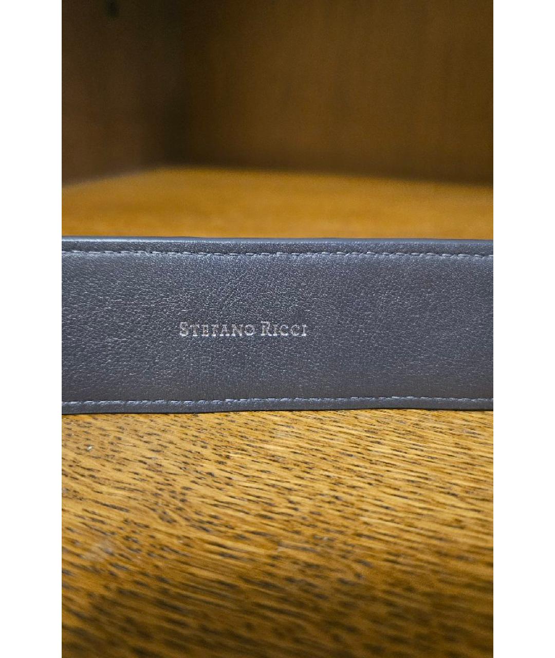 STEFANO RICCI Антрацитовый ремень из экзотической кожи, фото 4