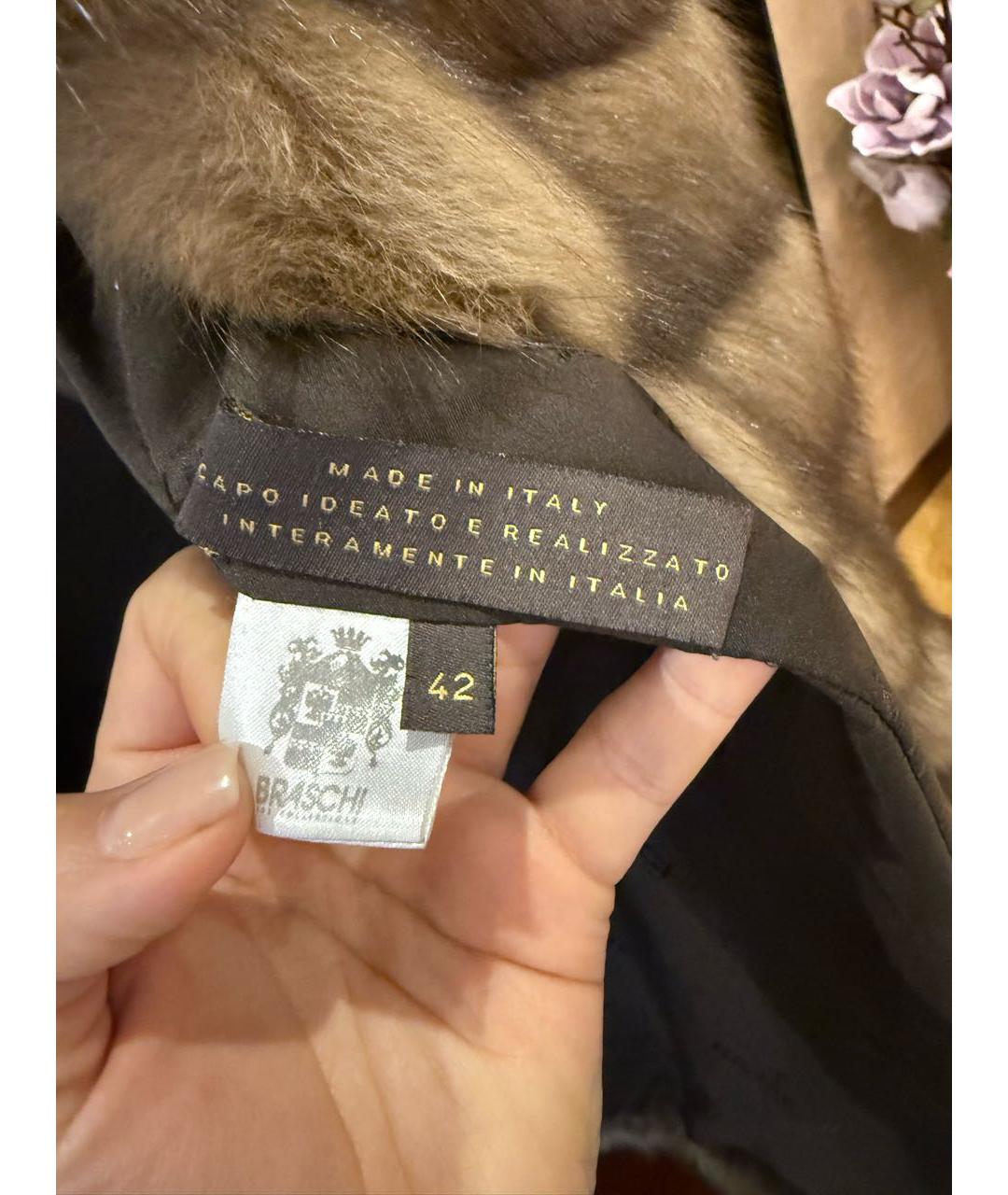 BRASCHI Коричневый меховой жилет, фото 7