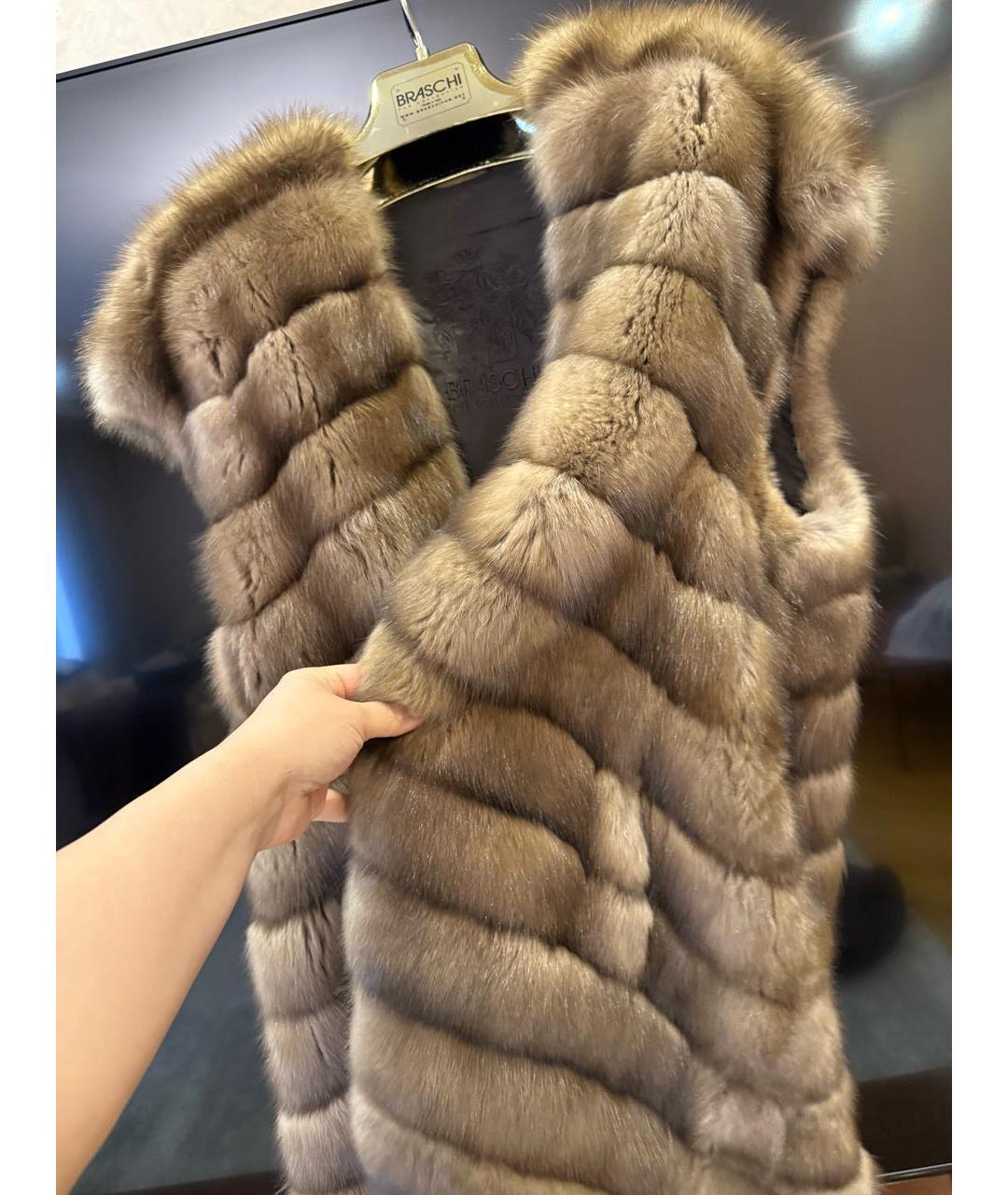 BRASCHI Коричневый меховой жилет, фото 8