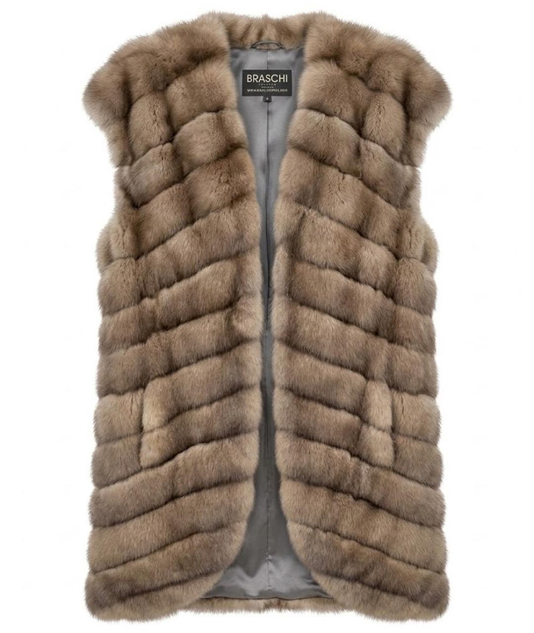 BRASCHI Коричневый меховой жилет, фото 1