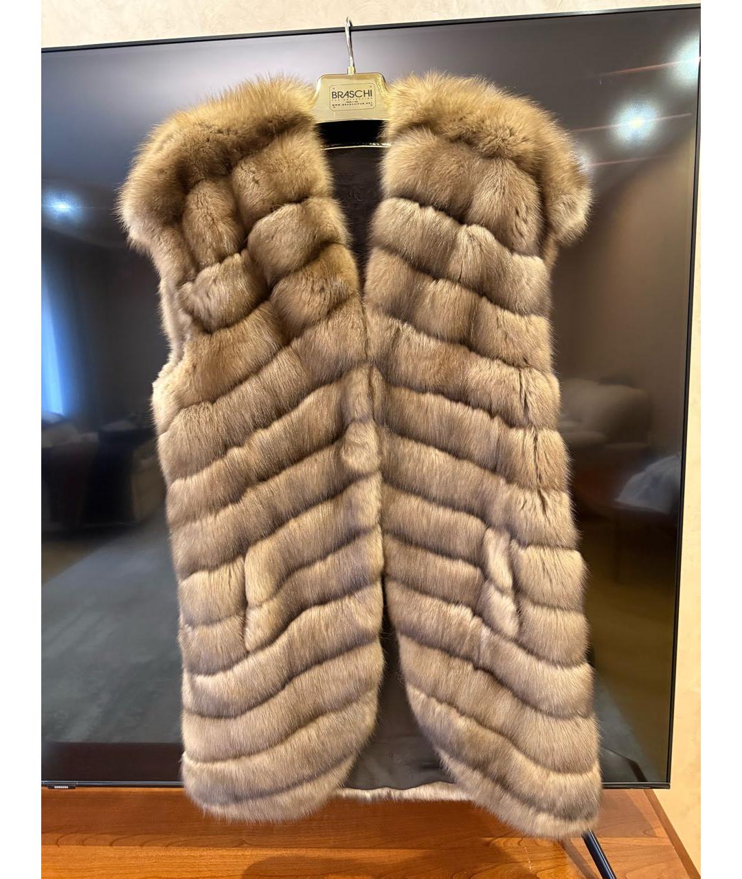 BRASCHI Коричневый меховой жилет, фото 9
