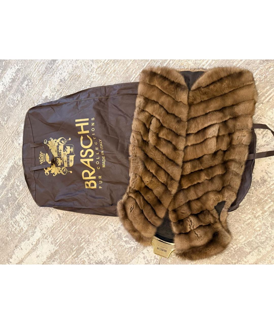BRASCHI Коричневый меховой жилет, фото 5