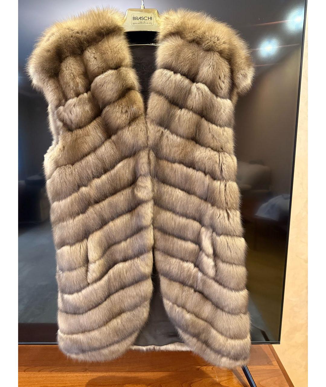 BRASCHI Коричневый меховой жилет, фото 2