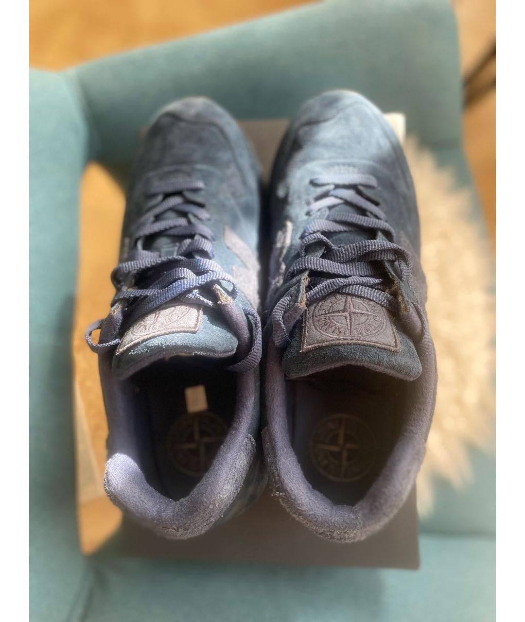 STONE ISLAND Темно-синие замшевые низкие кроссовки / кеды, фото 4