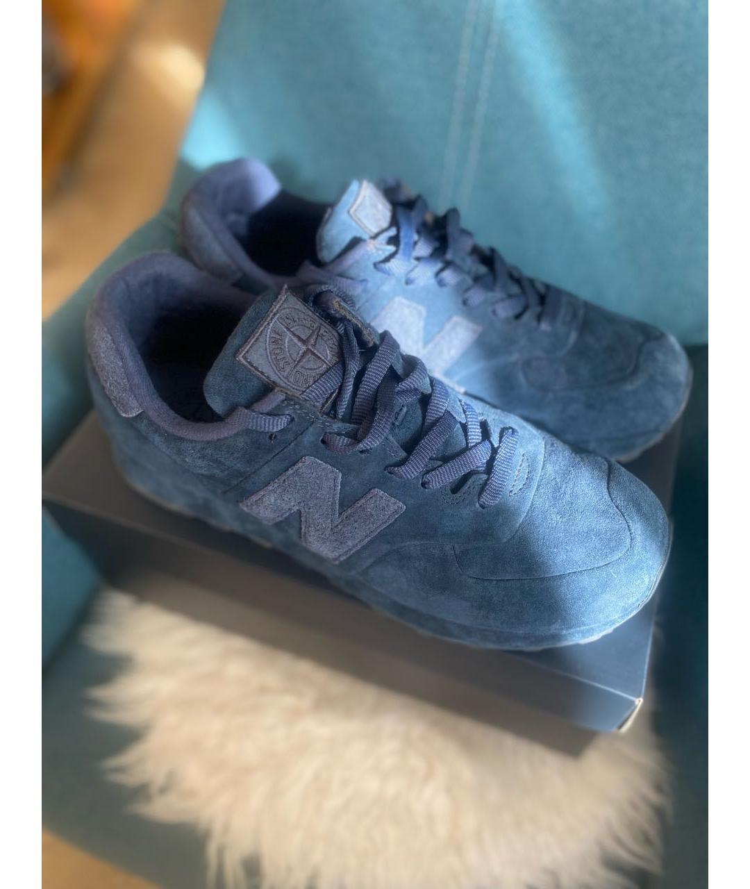 STONE ISLAND Темно-синие замшевые низкие кроссовки / кеды, фото 2