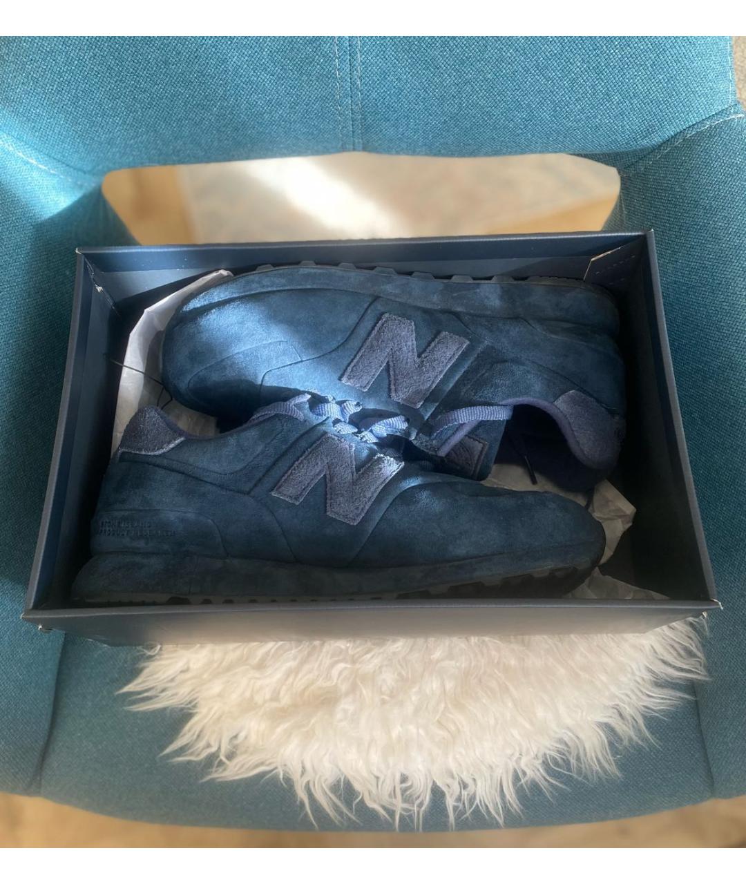 STONE ISLAND Темно-синие замшевые низкие кроссовки / кеды, фото 9