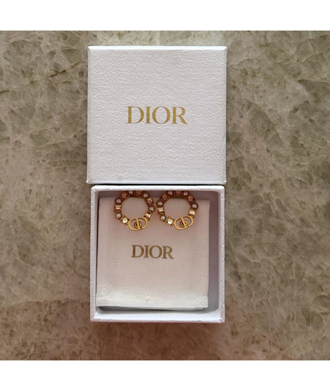 CHRISTIAN DIOR Золотые металлические серьги, фото 3