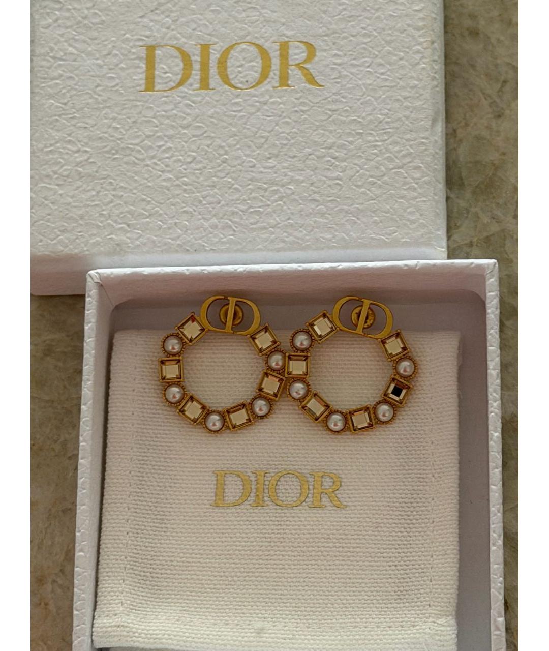 CHRISTIAN DIOR Золотые металлические серьги, фото 4