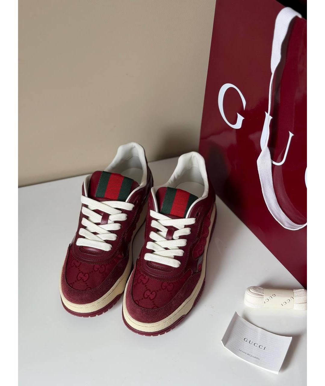 GUCCI Красные текстильные кеды, фото 4