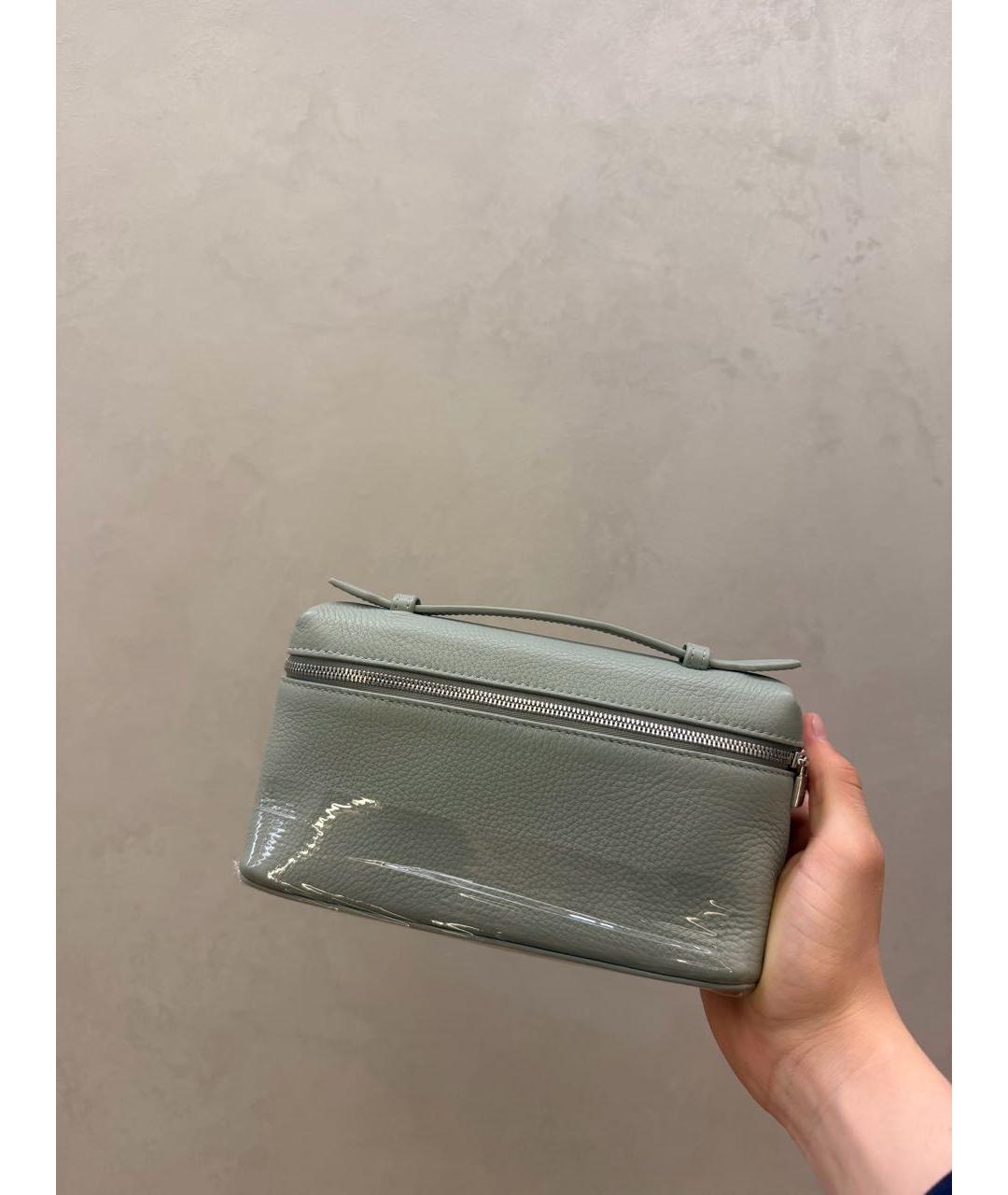 LORO PIANA Серая кожаная сумка с короткими ручками, фото 5