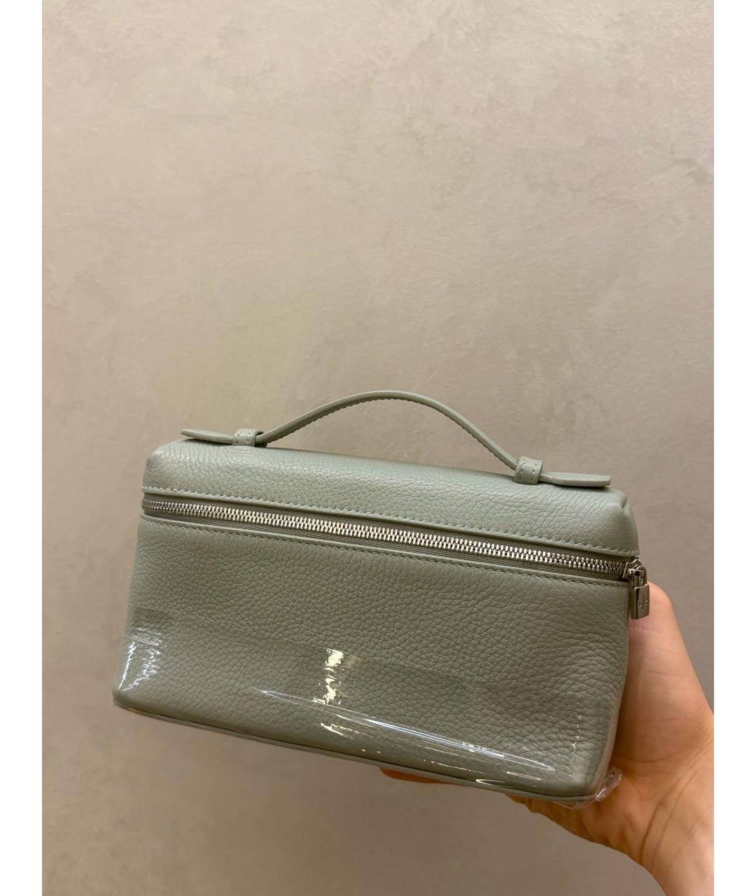 LORO PIANA Серая кожаная сумка с короткими ручками, фото 2