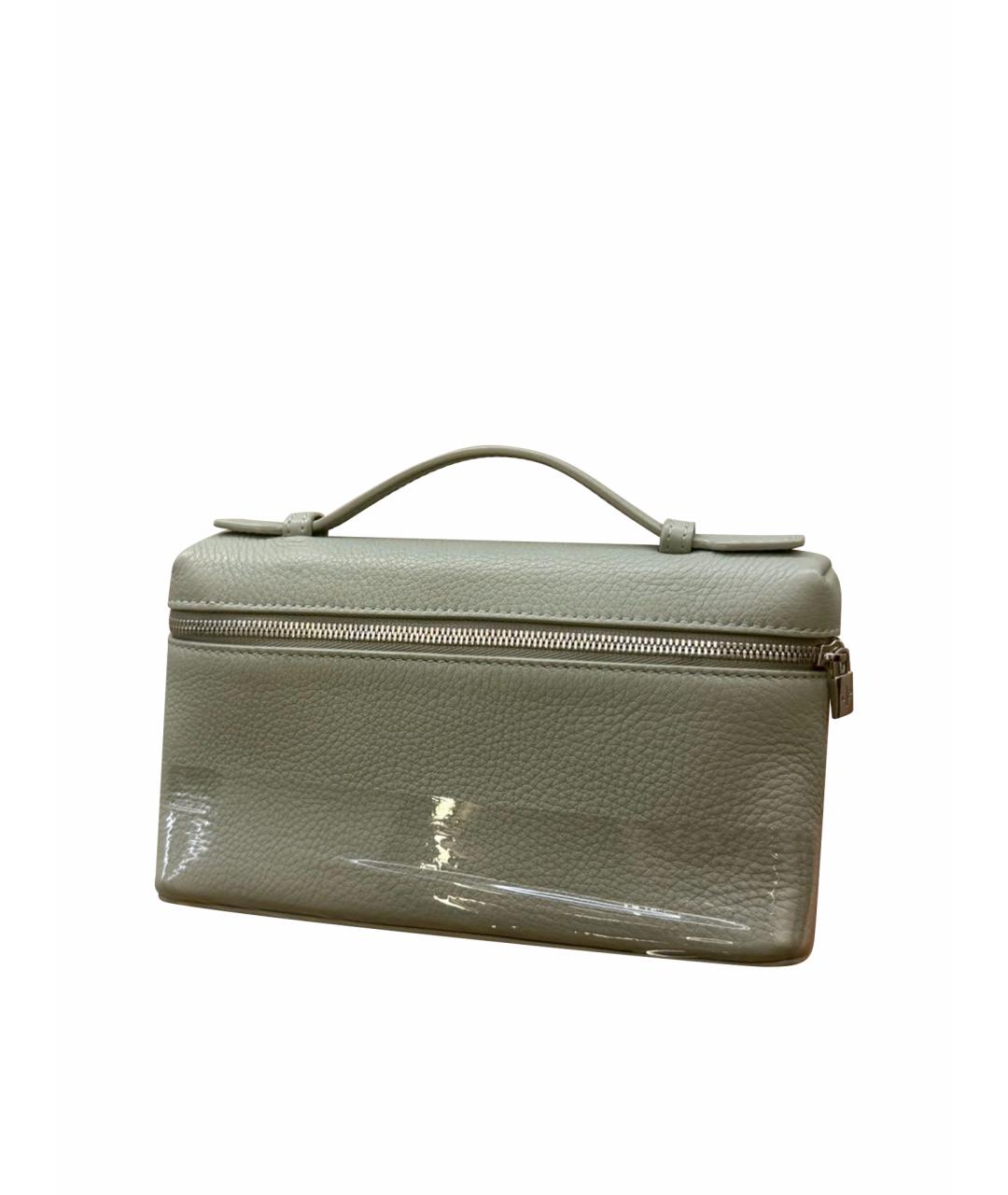 LORO PIANA Серая кожаная сумка с короткими ручками, фото 1