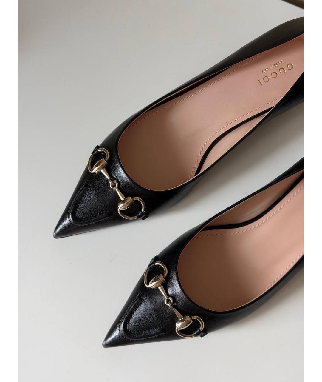 GUCCI Черные кожаные балетки, фото 3