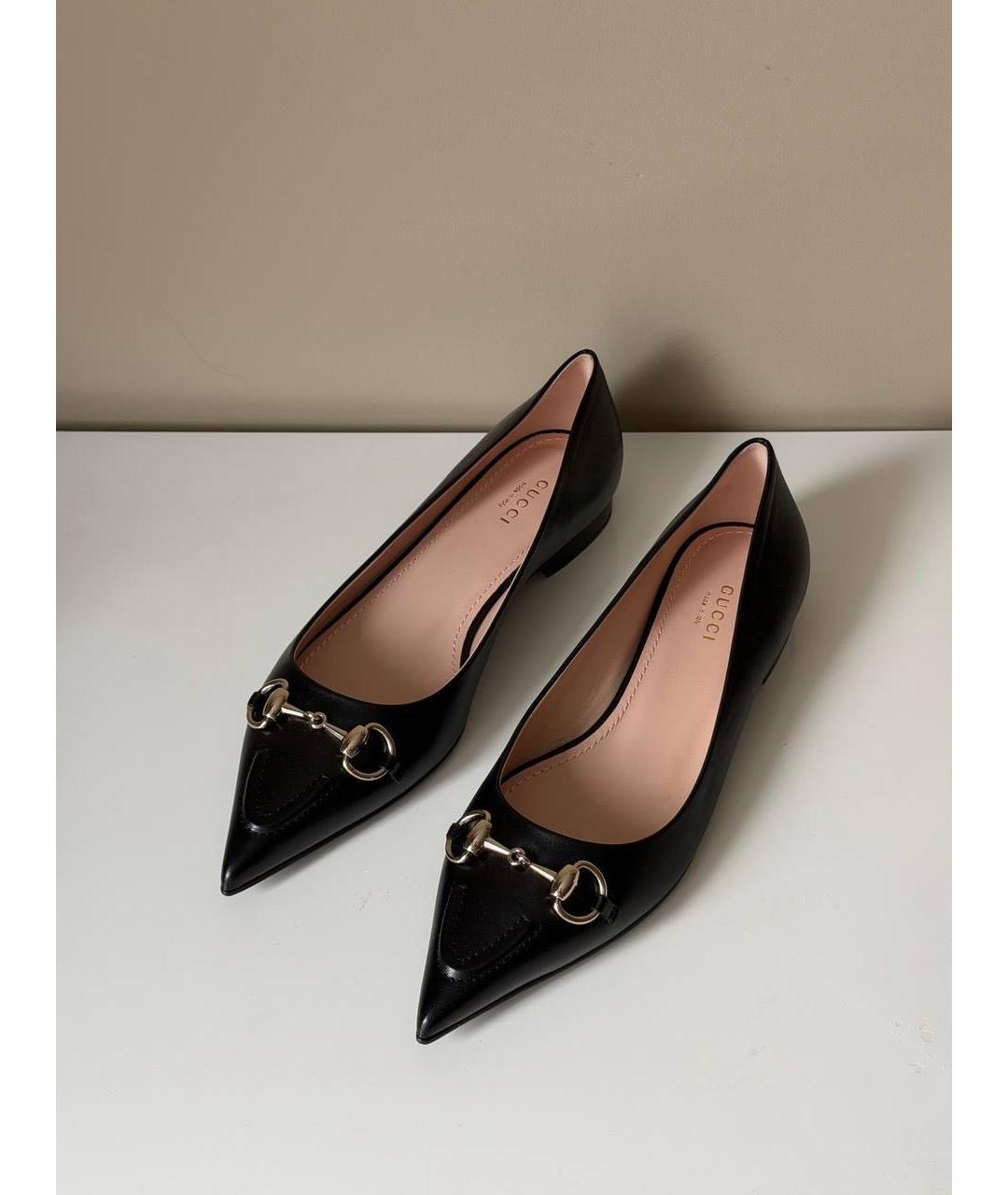 GUCCI Черные кожаные балетки, фото 4