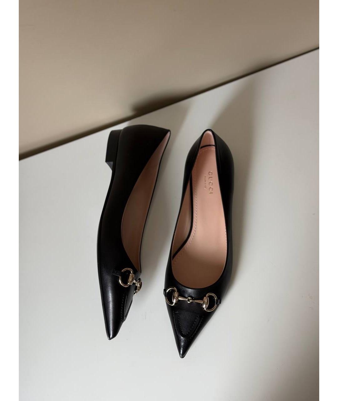GUCCI Черные кожаные балетки, фото 5