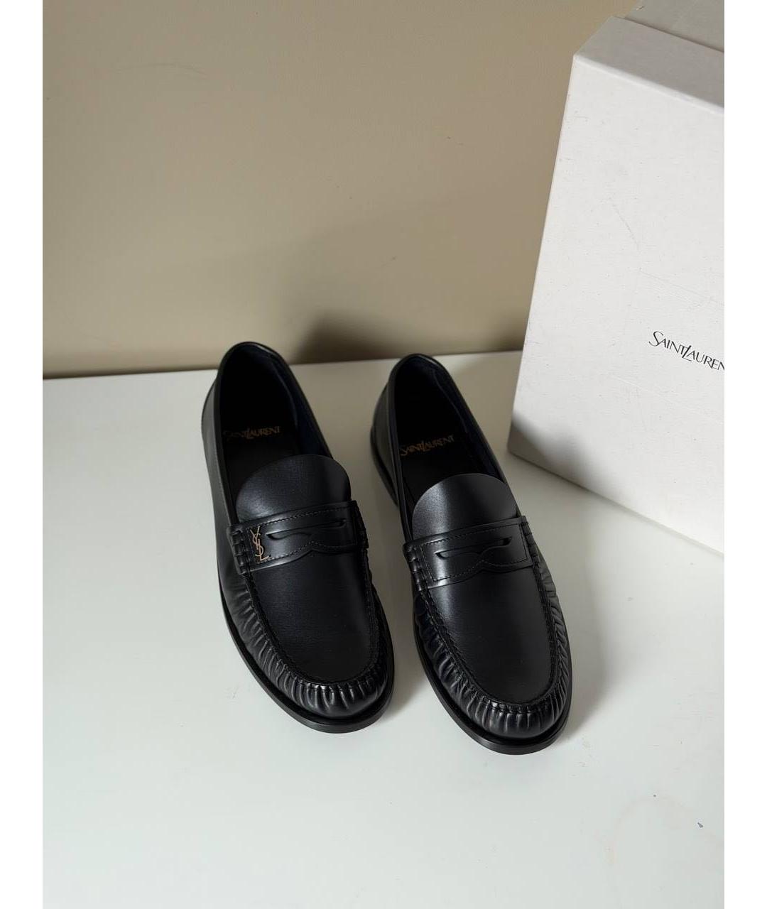 SAINT LAURENT Черные кожаные лоферы, фото 5