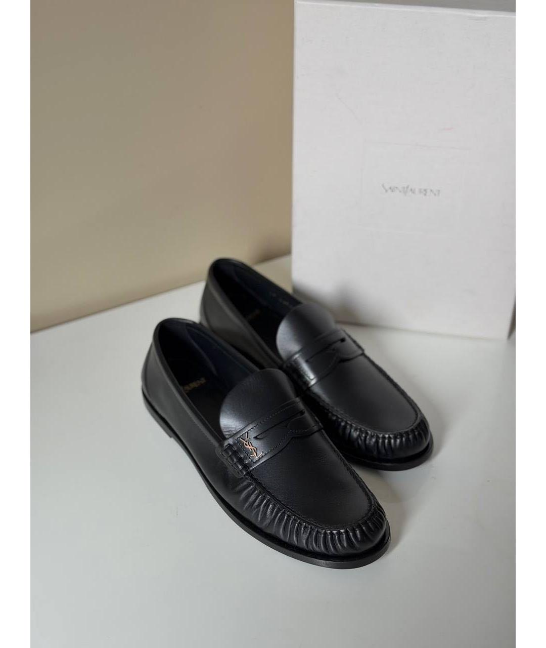 SAINT LAURENT Черные кожаные лоферы, фото 4
