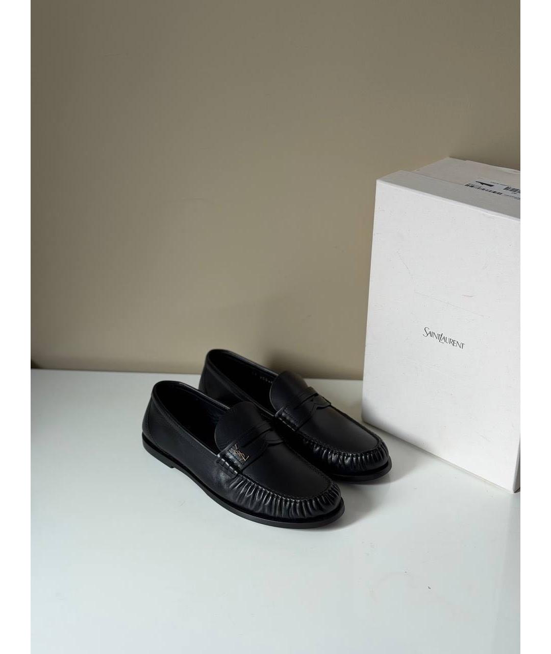 SAINT LAURENT Черные кожаные лоферы, фото 3
