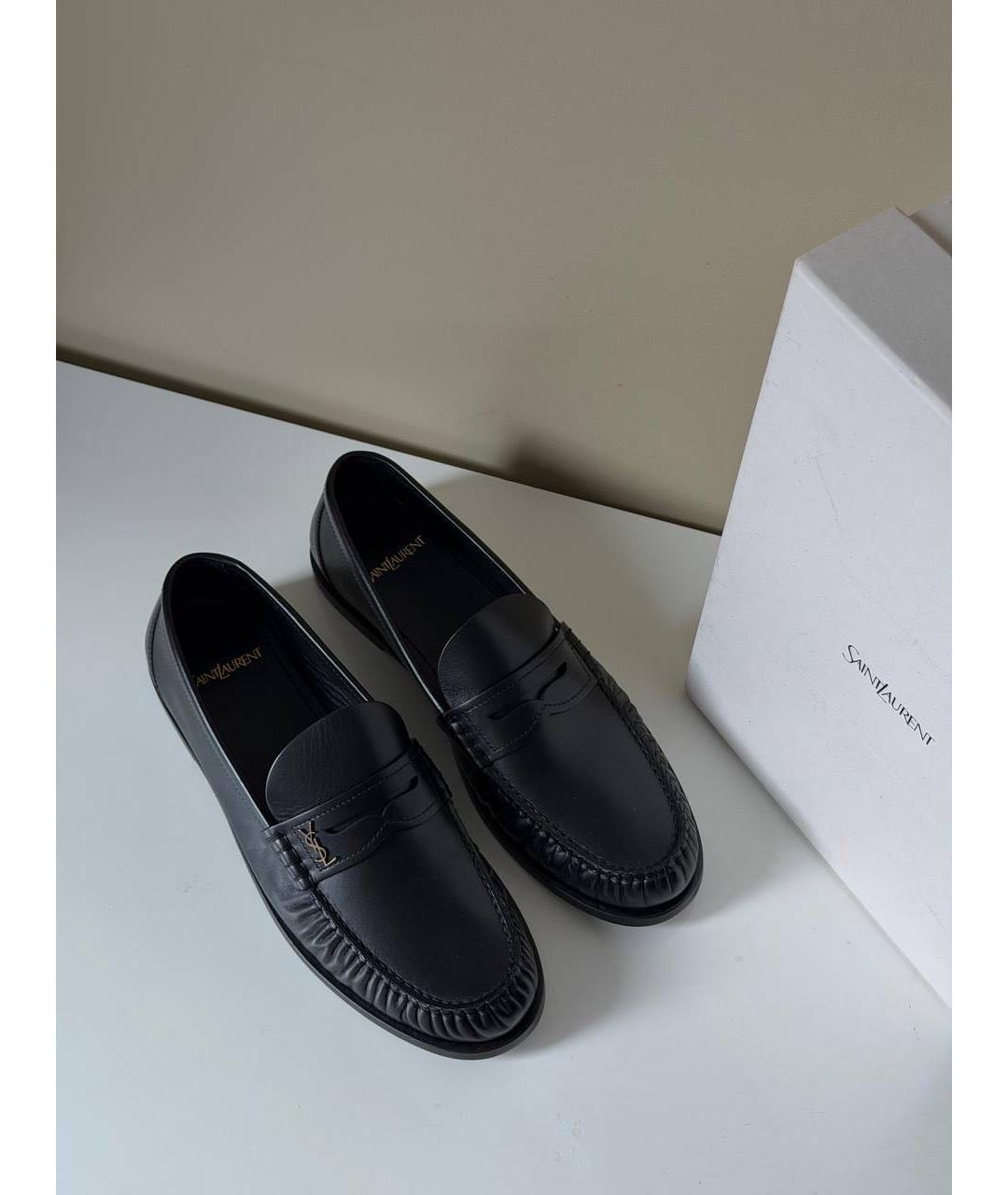 SAINT LAURENT Черные кожаные лоферы, фото 2
