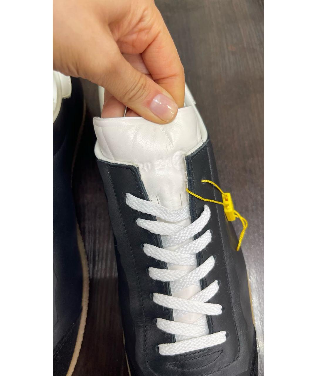 MM6 MAISON MARGIELA Черные кожаные низкие кроссовки / кеды, фото 6