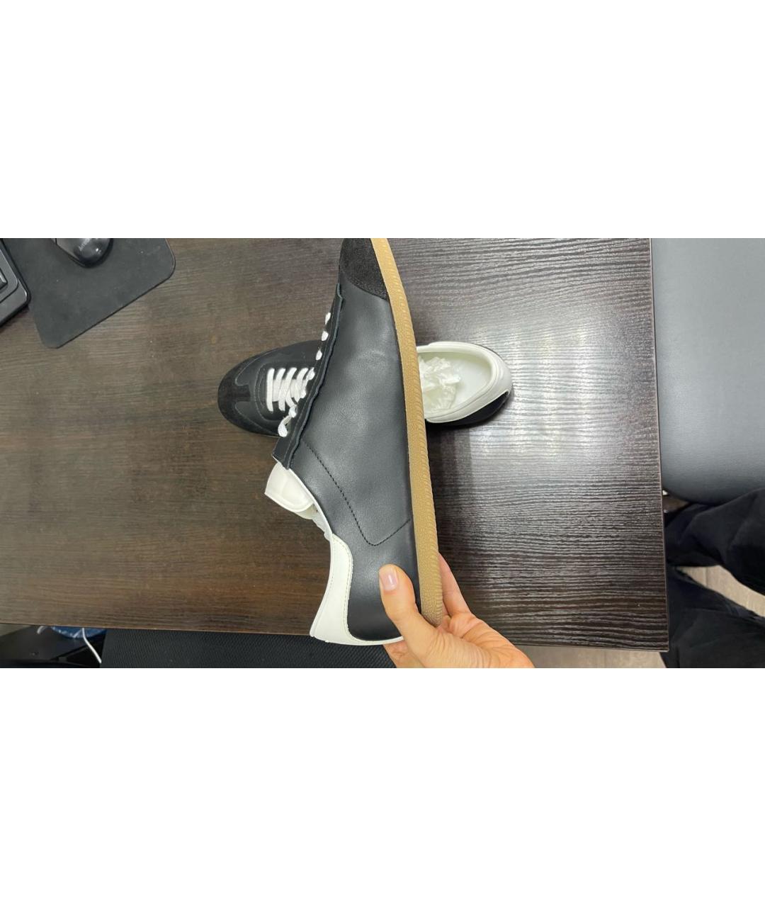 MM6 MAISON MARGIELA Черные кожаные низкие кроссовки / кеды, фото 7