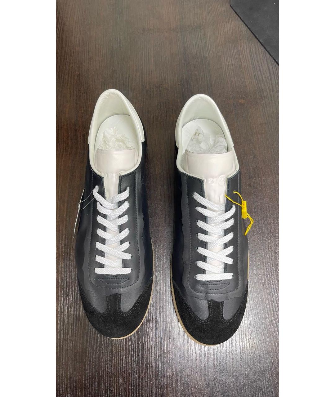 MM6 MAISON MARGIELA Черные кожаные низкие кроссовки / кеды, фото 2