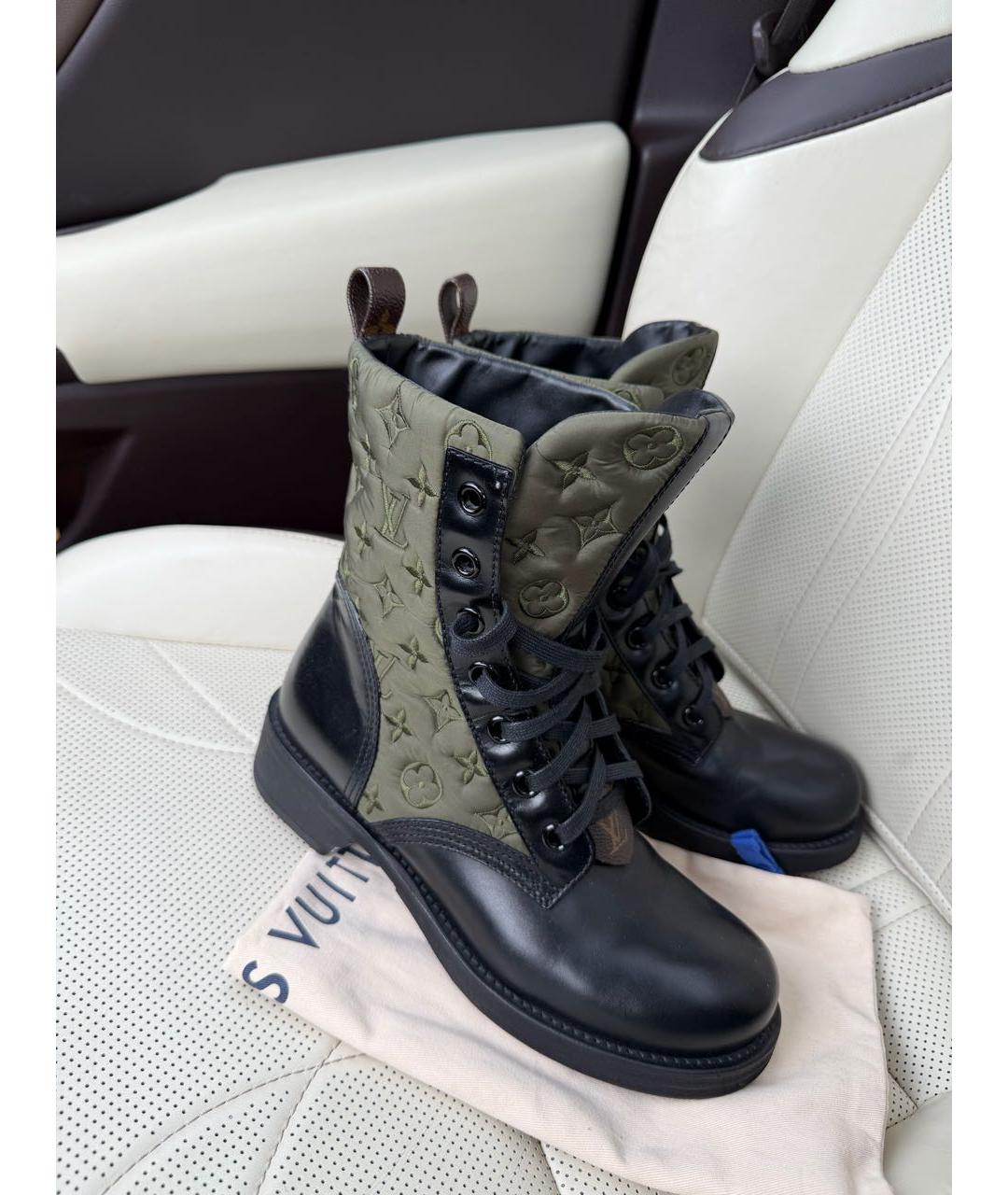 LOUIS VUITTON Хаки кожаные сапоги, фото 2