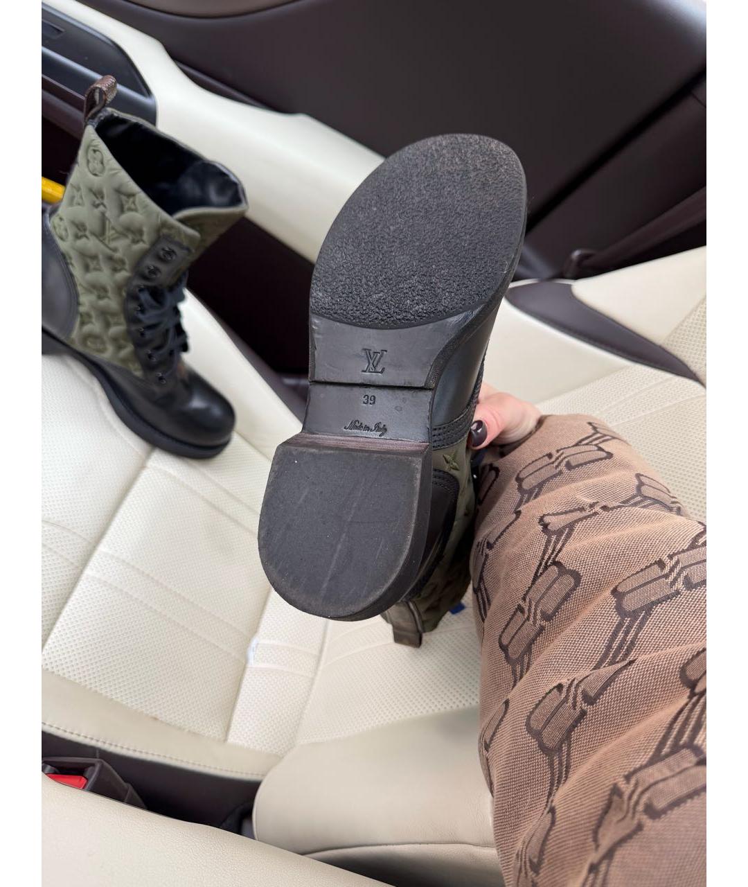 LOUIS VUITTON Хаки кожаные сапоги, фото 5