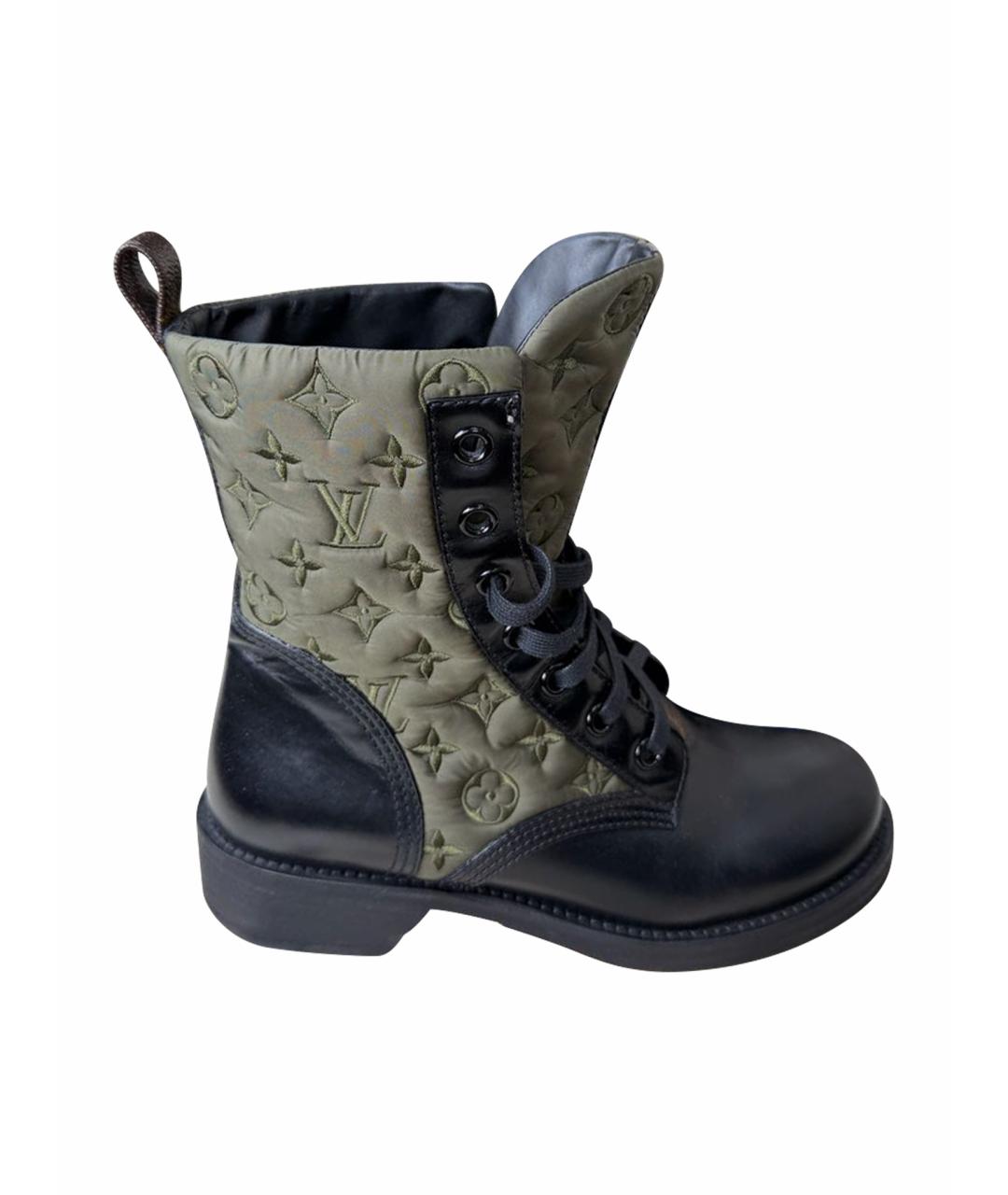 LOUIS VUITTON Хаки кожаные сапоги, фото 1