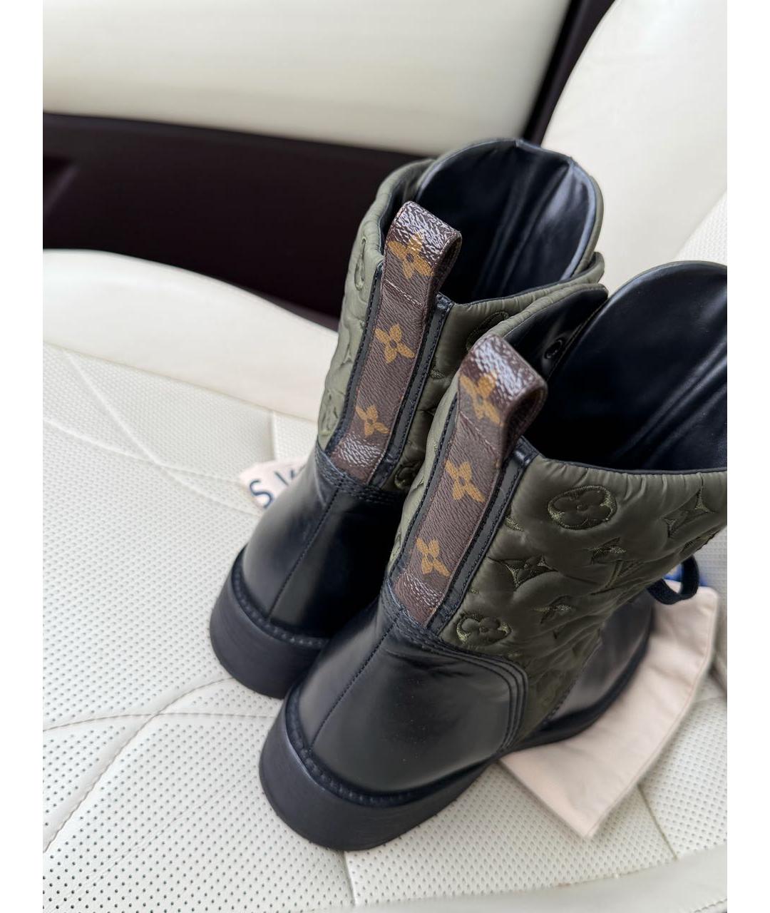 LOUIS VUITTON Хаки кожаные сапоги, фото 4