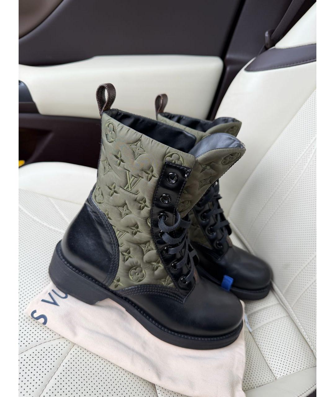 LOUIS VUITTON Хаки кожаные сапоги, фото 6