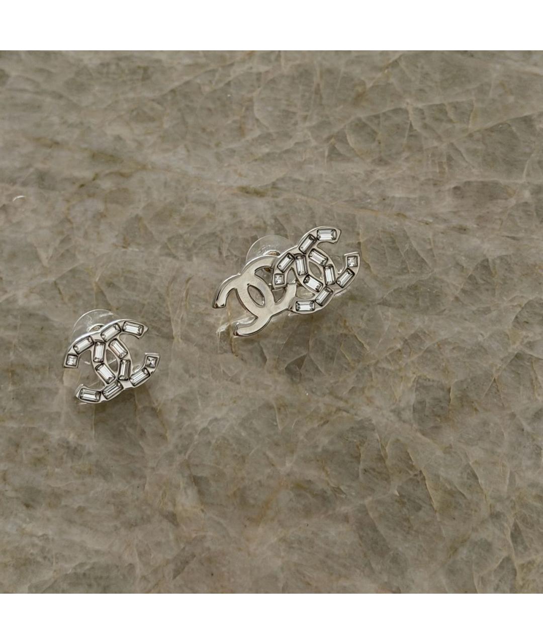 CHANEL Серые металлические серьги, фото 4