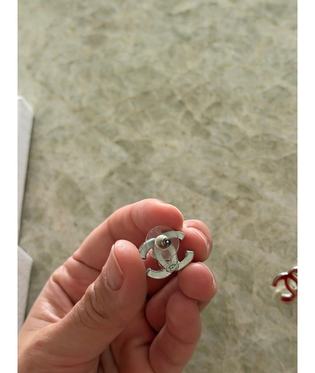 CHANEL Серые металлические серьги, фото 2