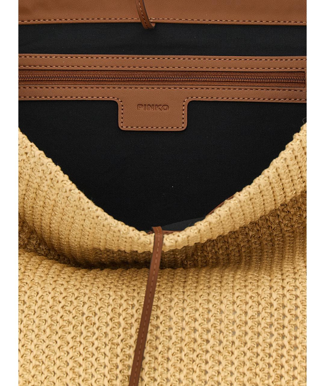 PINKO Бежевая пелетеная сумка через плечо, фото 3