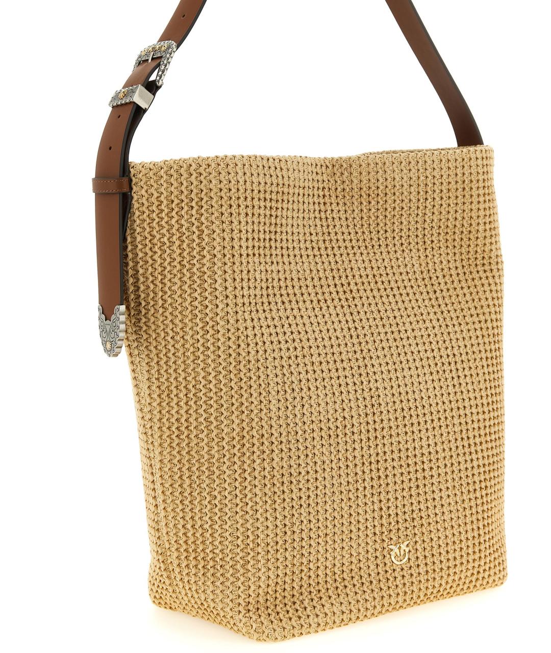 PINKO Бежевая пелетеная сумка через плечо, фото 2