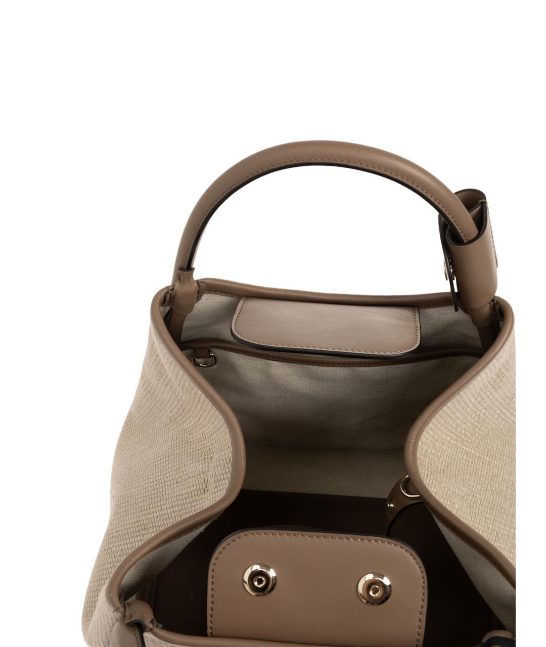 MAX MARA Бежевая тканевая сумка с короткими ручками, фото 5