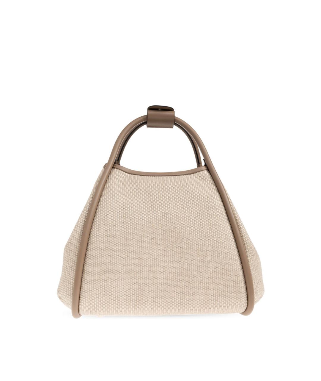 MAX MARA Бежевая тканевая сумка с короткими ручками, фото 3