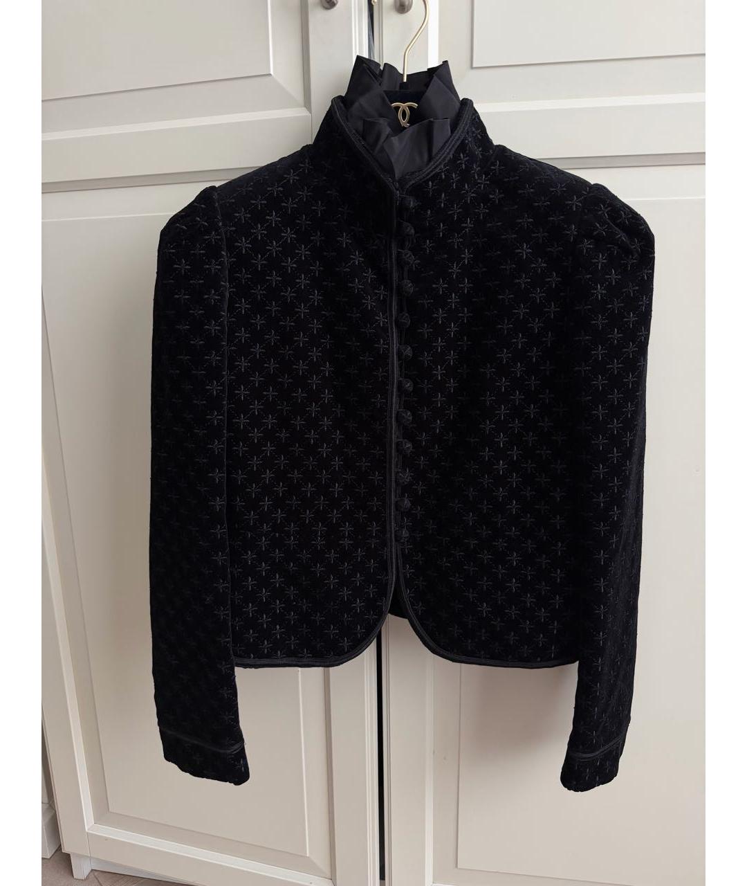 SAINT LAURENT Черный бархатный жакет/пиджак, фото 6