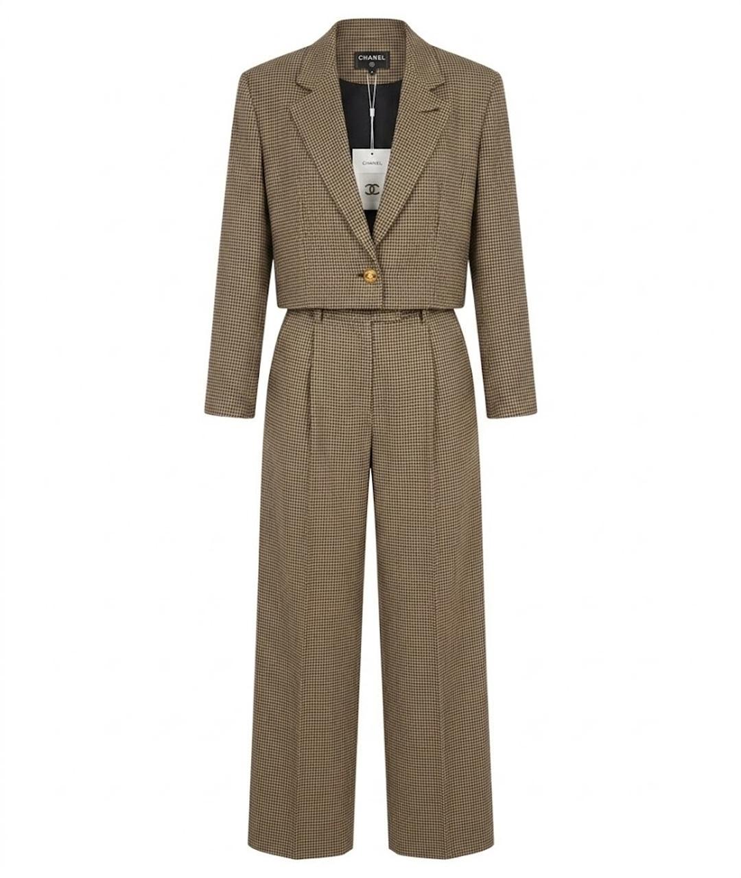 CHANEL Бежевый хлопковый костюм с брюками, фото 1
