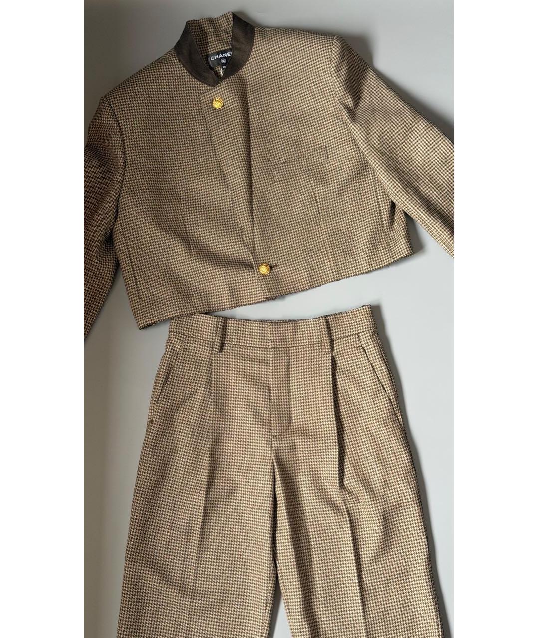 CHANEL Бежевый хлопковый костюм с брюками, фото 5