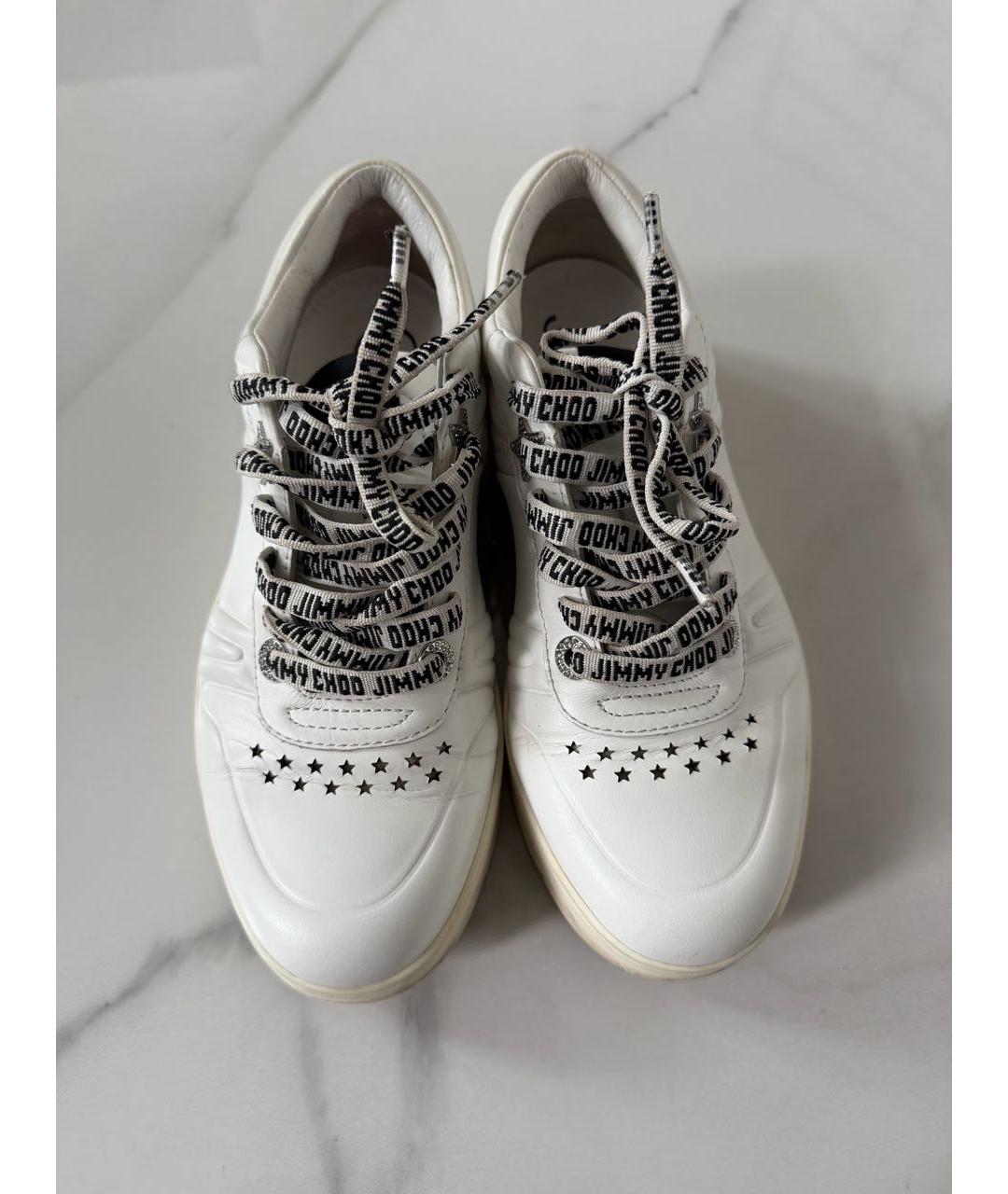 JIMMY CHOO Белые кожаные кроссовки, фото 2