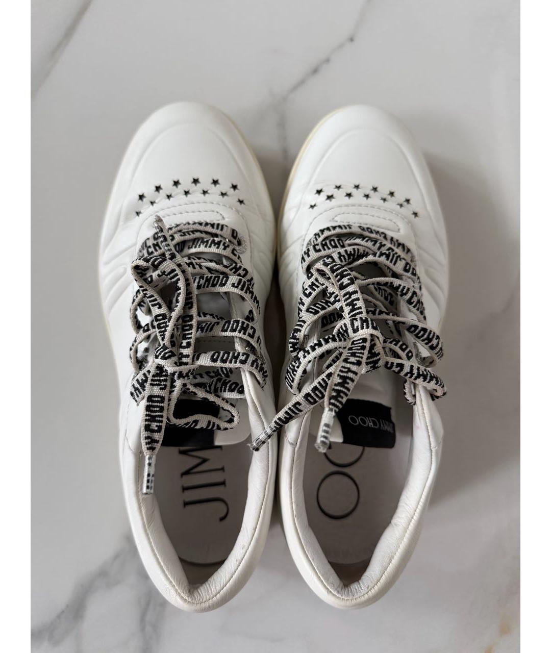 JIMMY CHOO Белые кожаные кроссовки, фото 3
