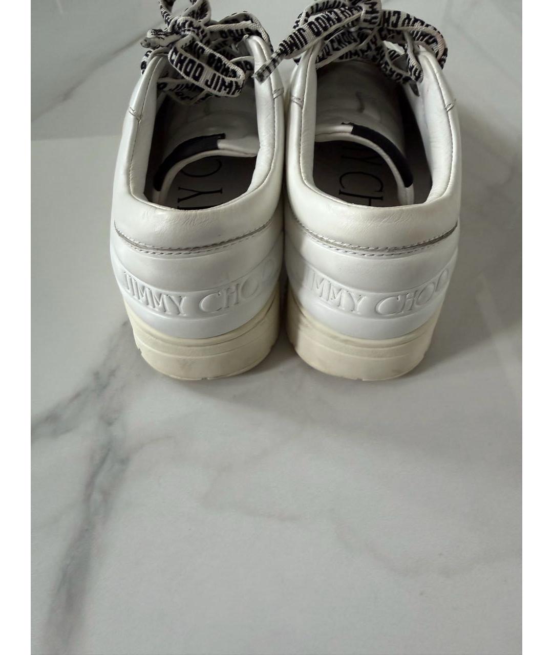 JIMMY CHOO Белые кожаные кроссовки, фото 4