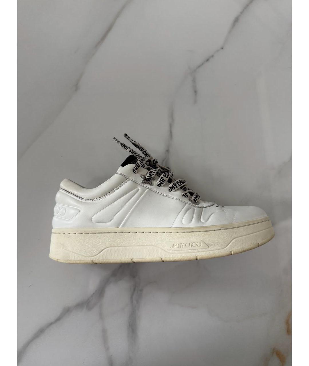 JIMMY CHOO Белые кожаные кроссовки, фото 5