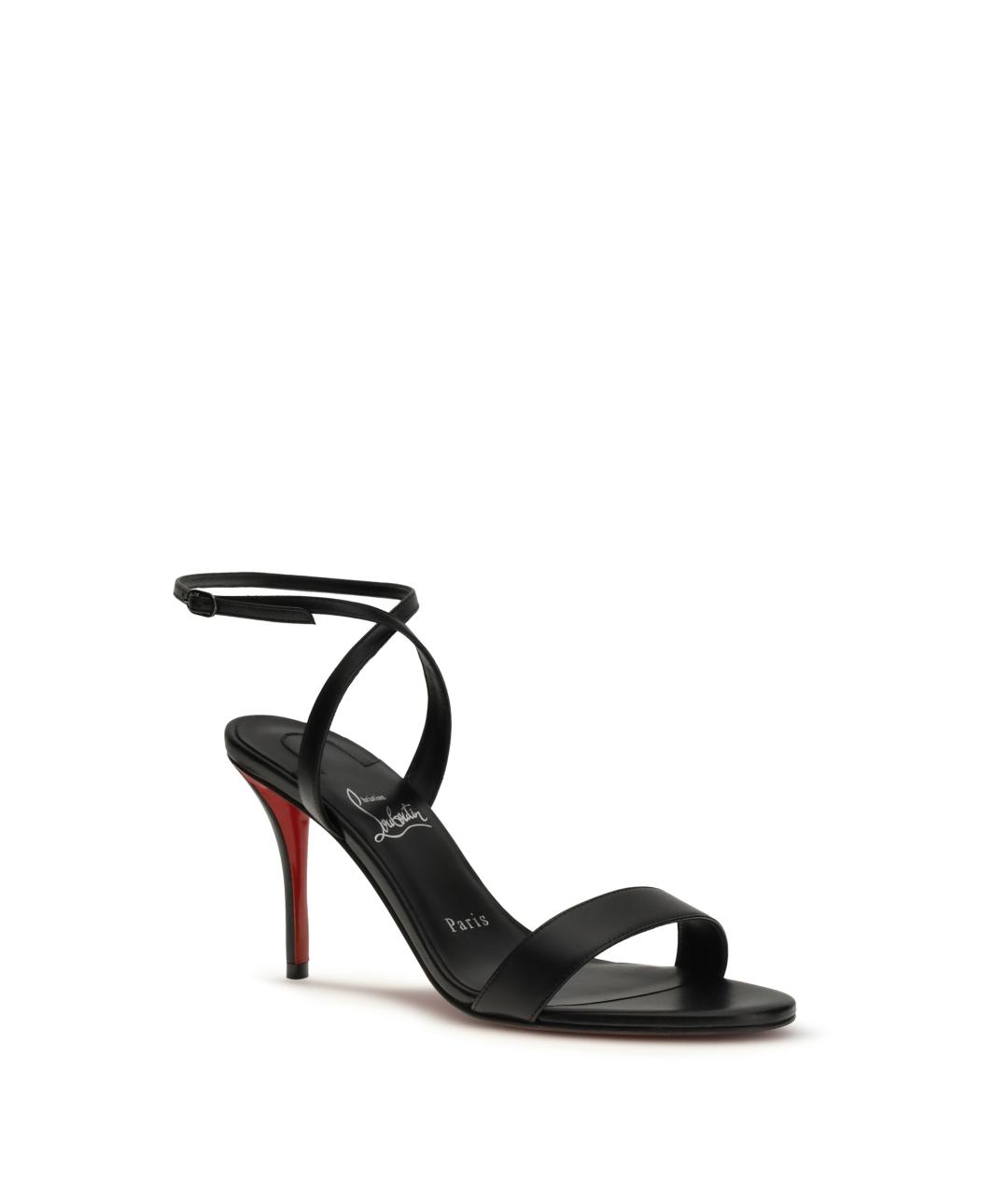 CHRISTIAN LOUBOUTIN Черные кожаные босоножки, фото 4