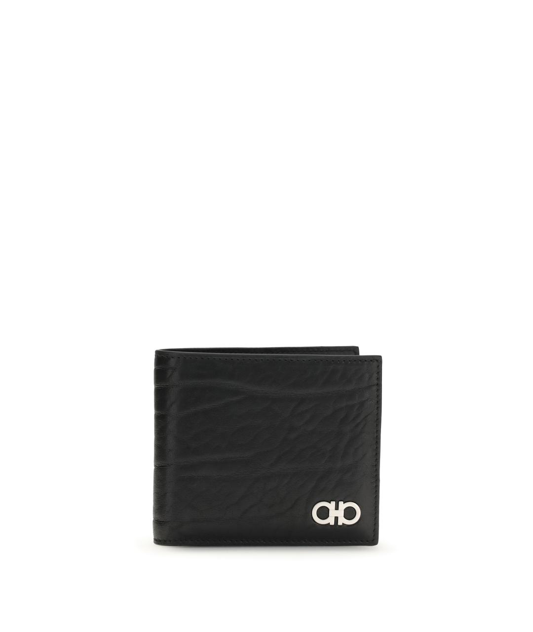 FERRAGAMO Черный кожаный кошелек, фото 1