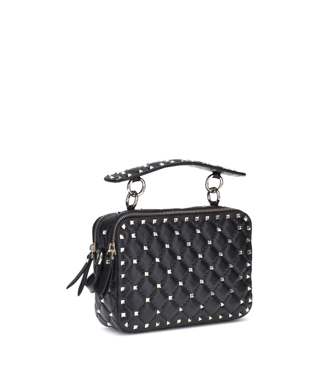VALENTINO Черная кожаная сумка с короткими ручками, фото 3