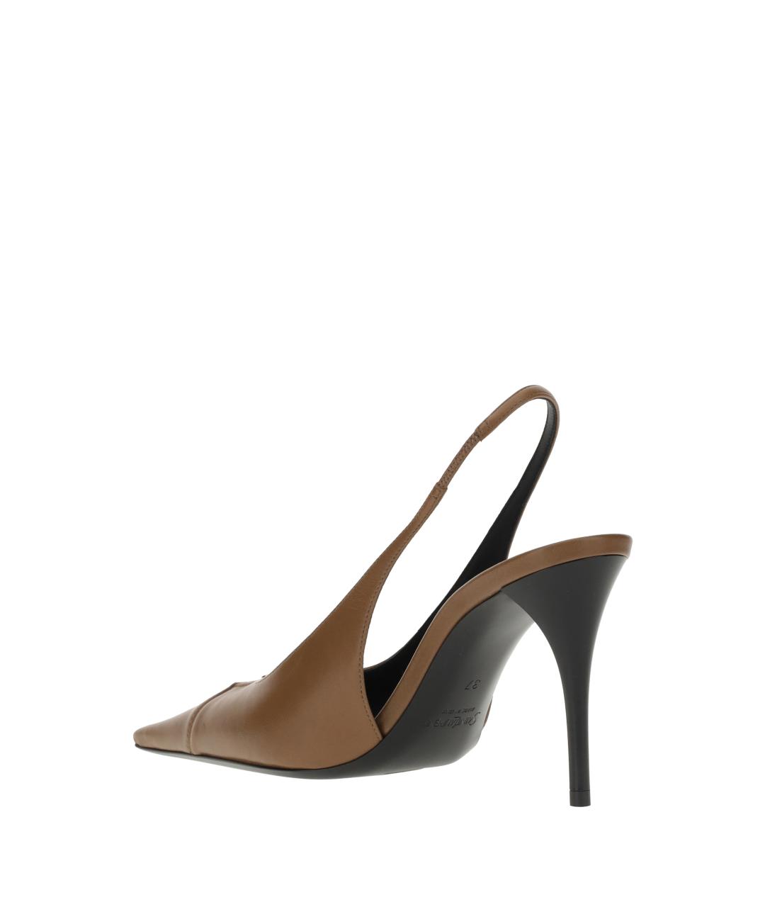 SAINT LAURENT Коричневые кожаные туфли, фото 3